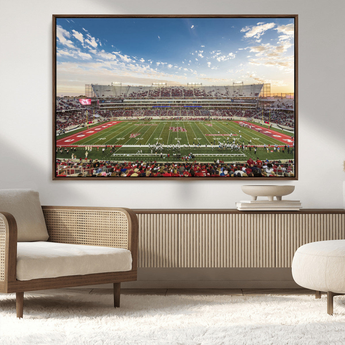 Framed Houston Cougars Football Team Print - Houston TDECU