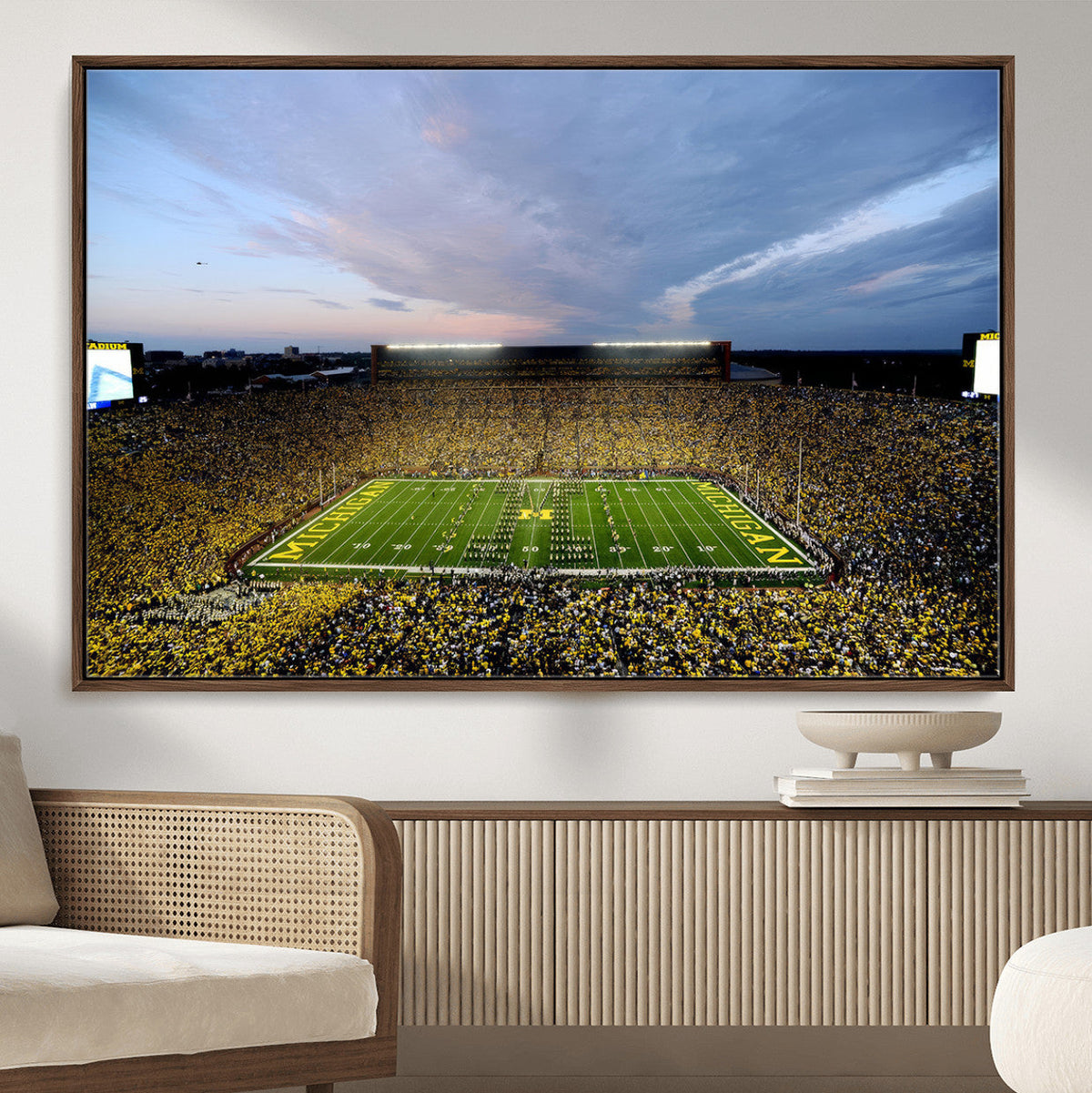 Michigan Stadium Wall Art Canvas Print, Vibrant Game Day