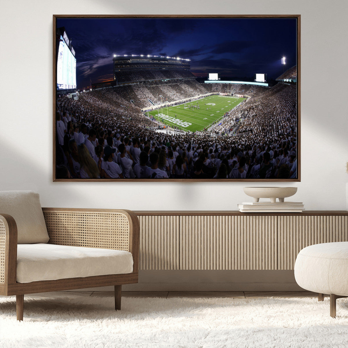 Michigan State Spartans Canvas, Framed Football Team Print -