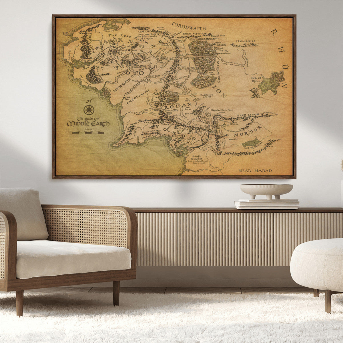 Middle Earth Map Canvas Wall Art – Vintage Fantasy Map