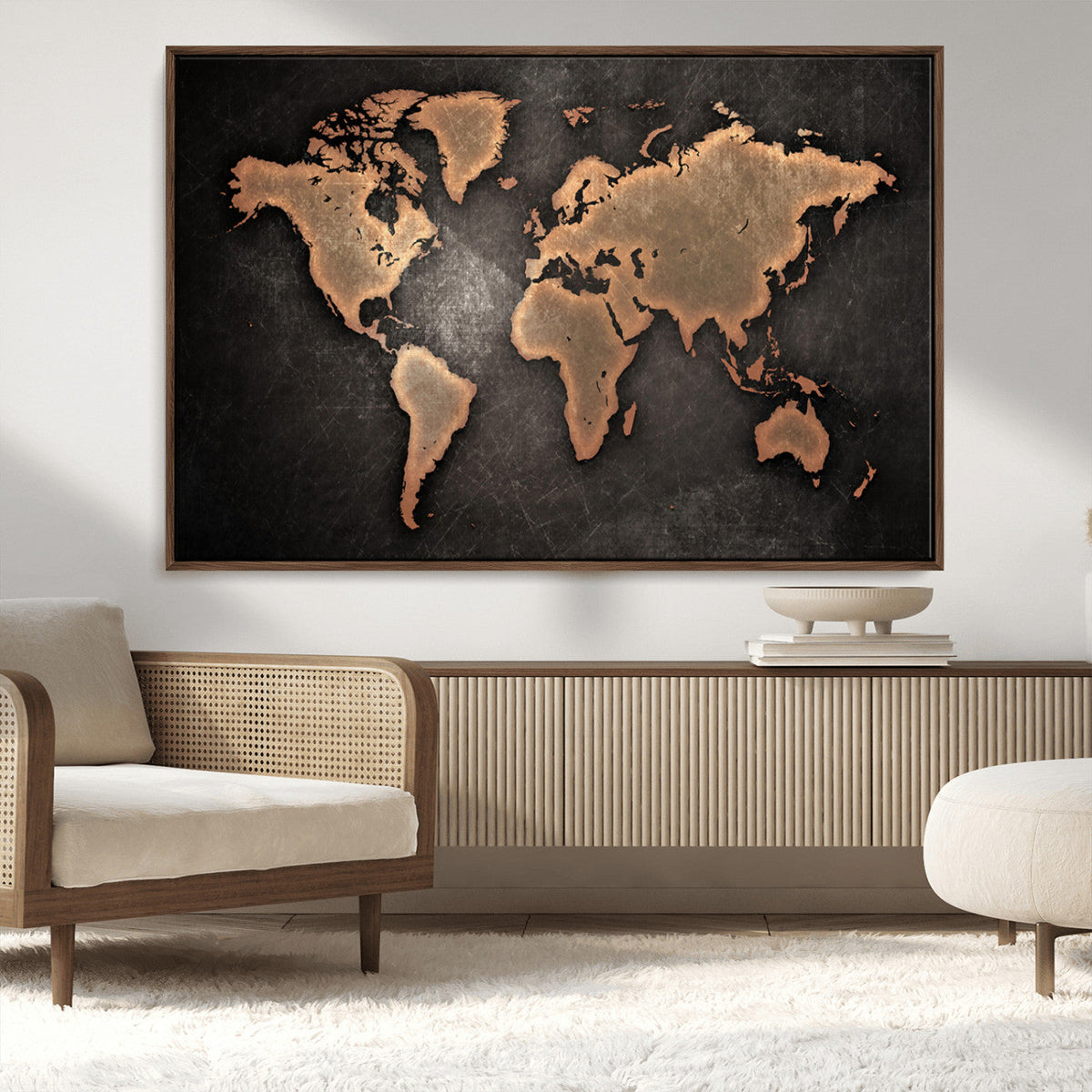 World Map Canvas Print – Framed Travel Map Wall Art for