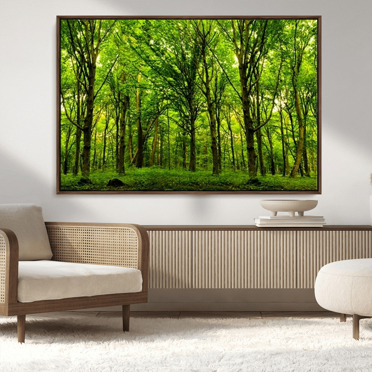 Lush Green Forest Canvas Print | 3-Panel Forest Wall Art |
