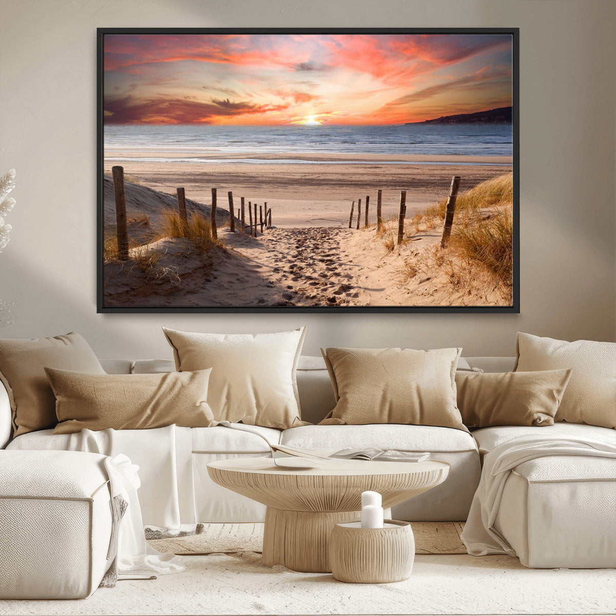 Sunset on the Sea Wall Art Canvas Print