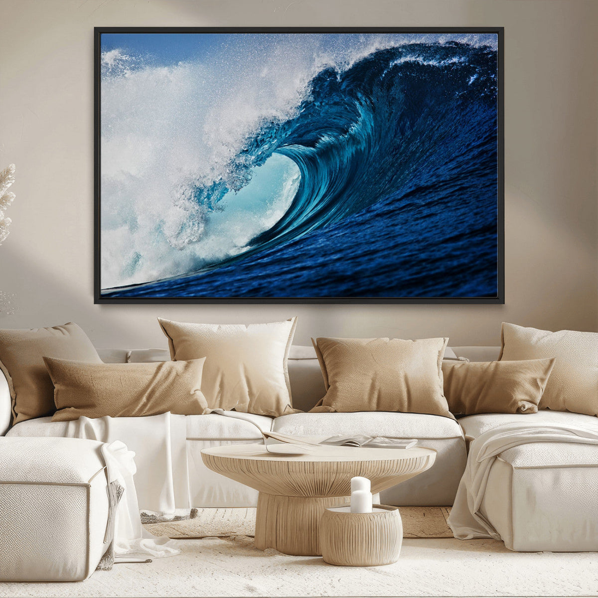 Ocean Wave at Sunset Canvas Art, Large Wall Print of Vibrant
