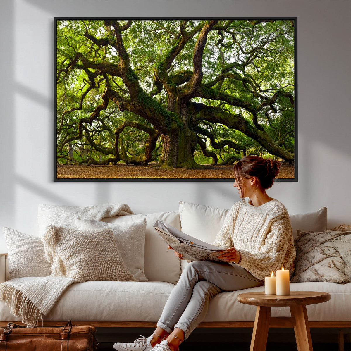 Angel Oak Tree Wall Art Canvas Print | Forest Tree Nature