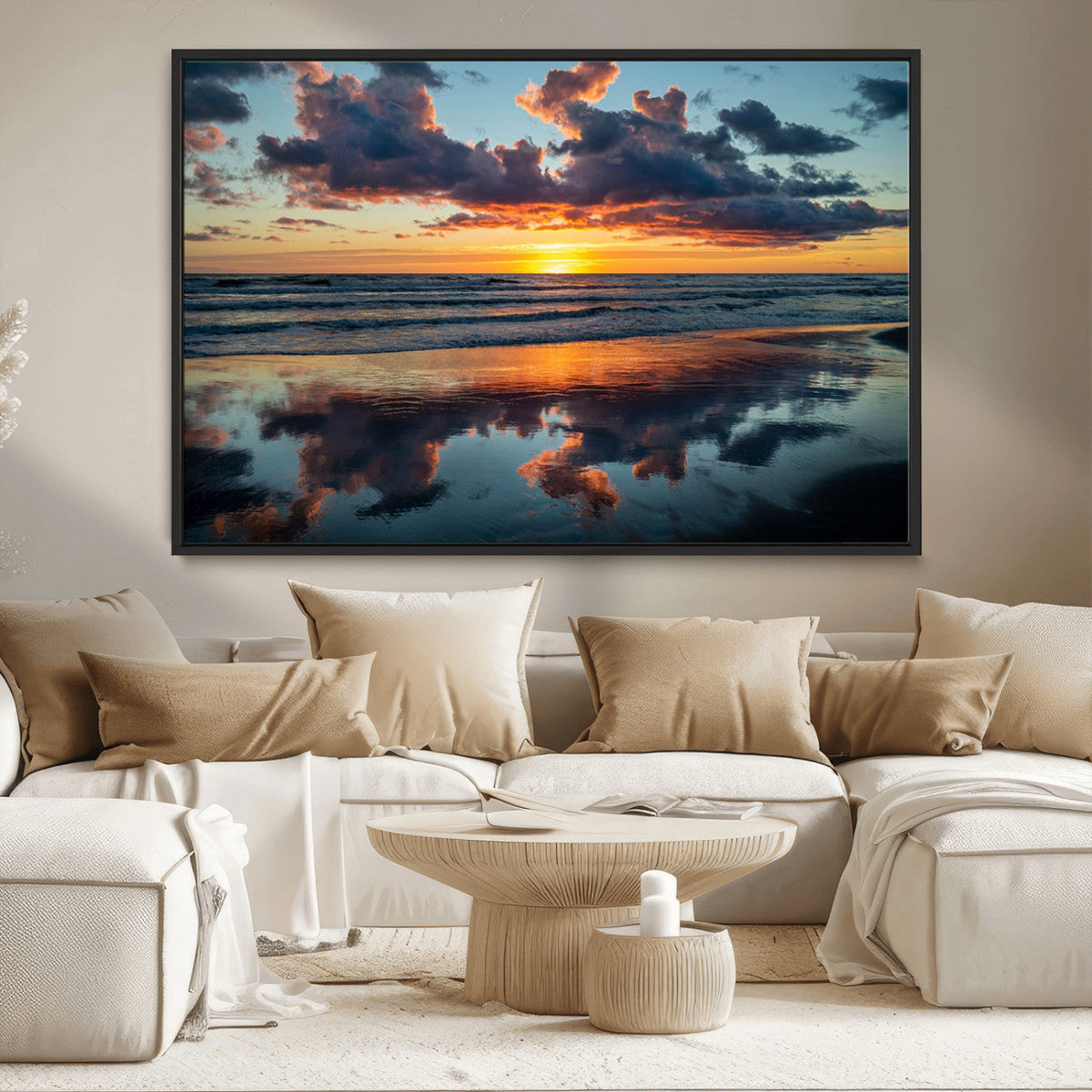 Beach Sunset Print - Stunning Ocean Canvas Artwork with