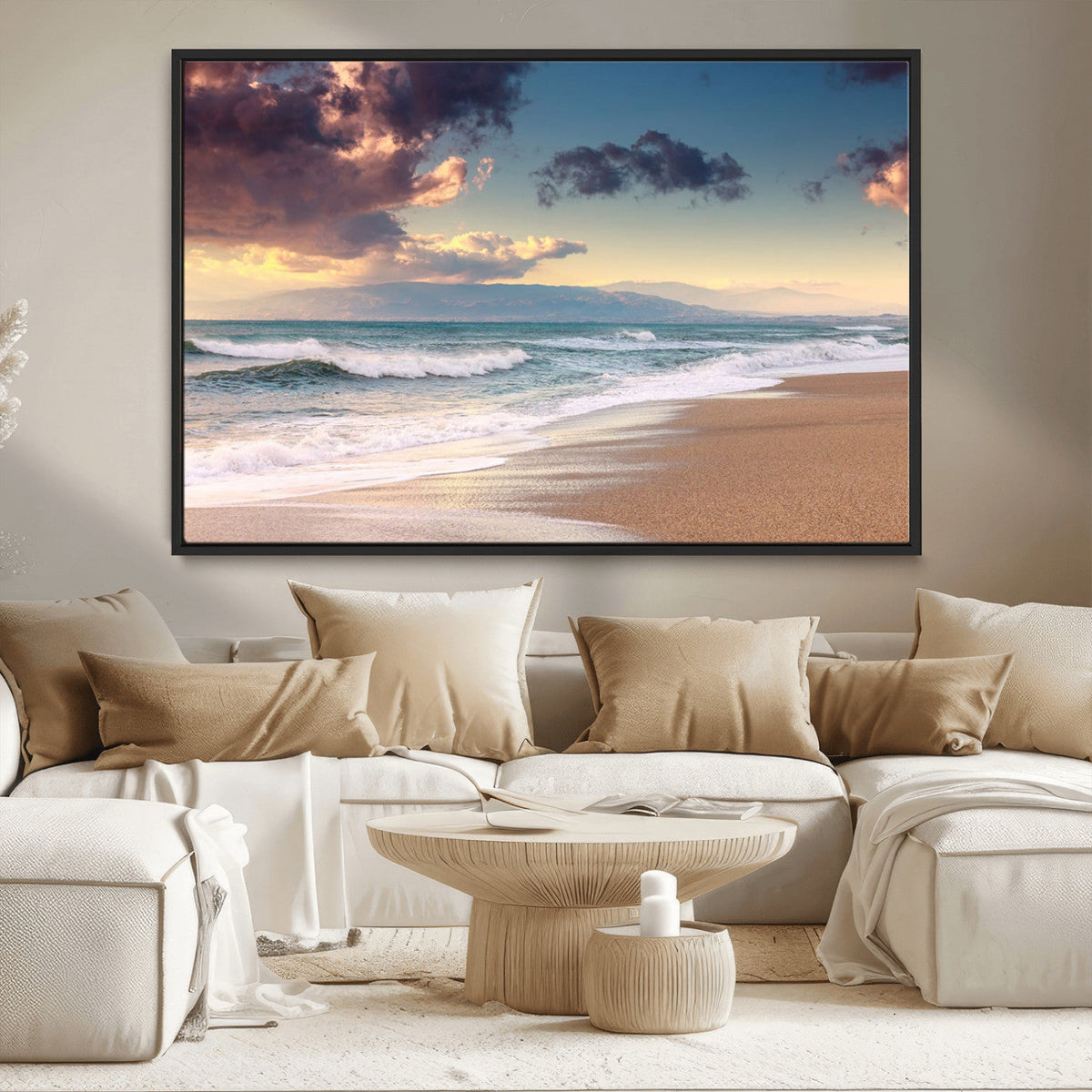 Cloudy Weather Beach Sunset Canvas Print | Sunrise Wall Art