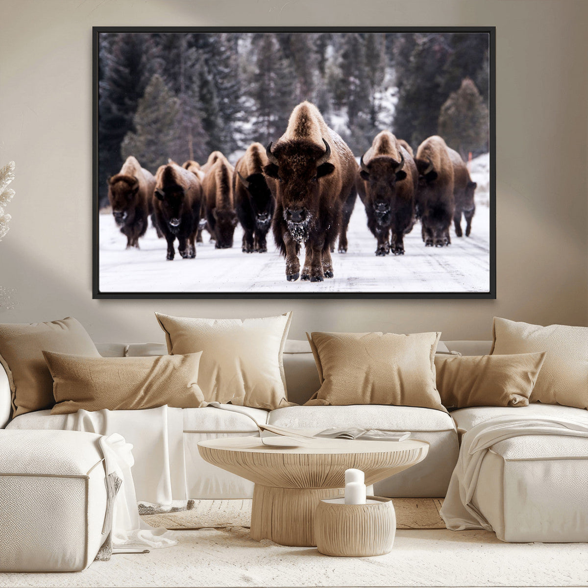 Bison Wall Art Canvas Print- Bison Herd Canvas Wall Art –