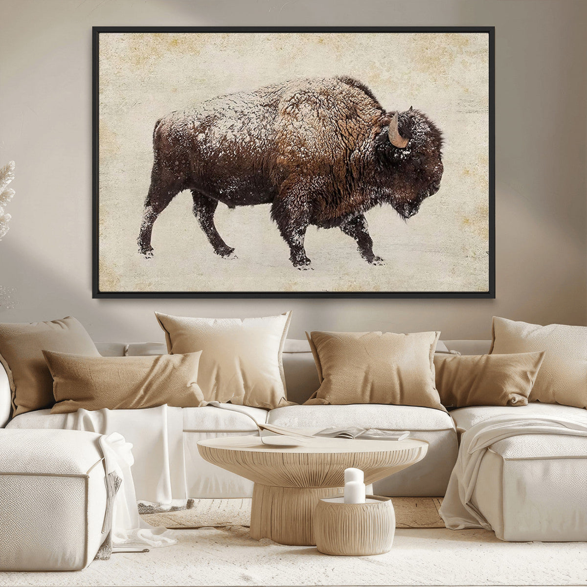 Buffalo Wall Art, Western Bison Canvas Print, Rustic Buffalo