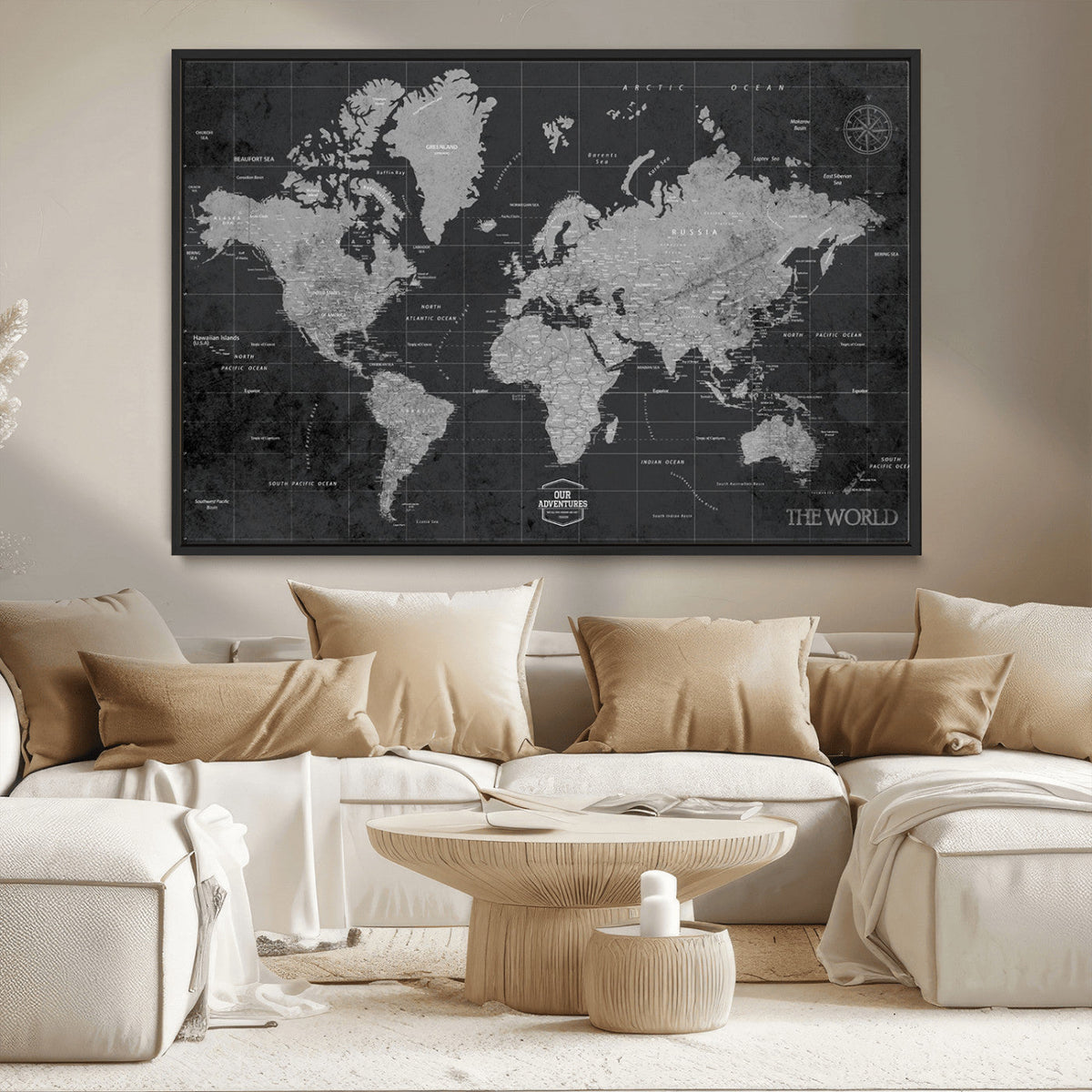 World Map Canvas Print – Detailed Map of the World Wall Art