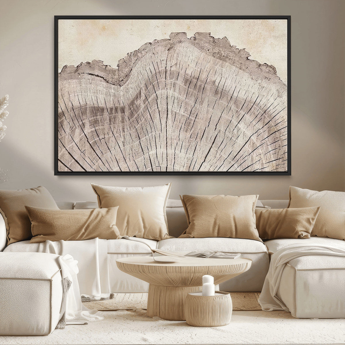 Tree Ring Wall Art Triptych, Rustic Wood Ring Canvas Print,