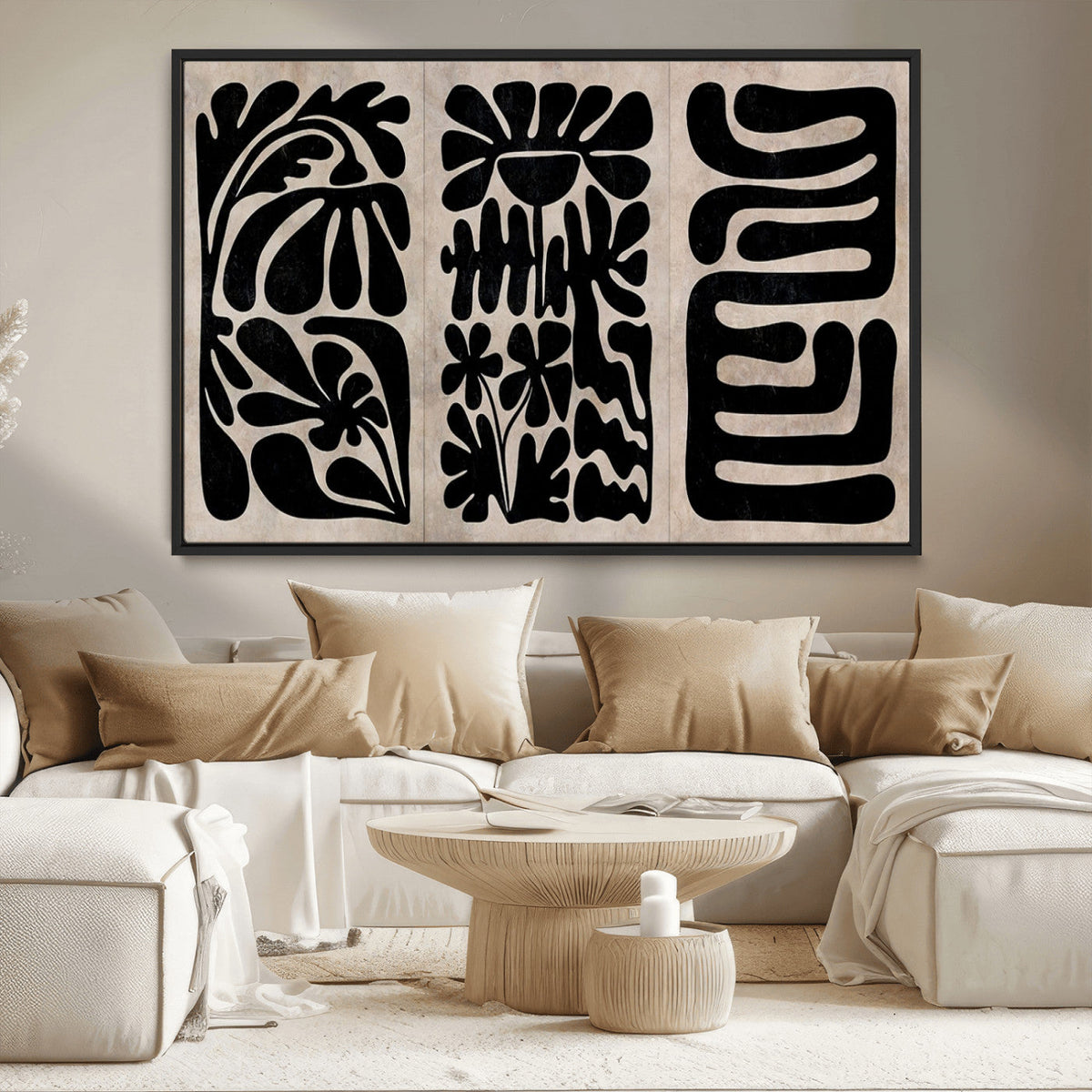 Canvas Print Wall Art Abstract Art Boho, Framed Boho Art