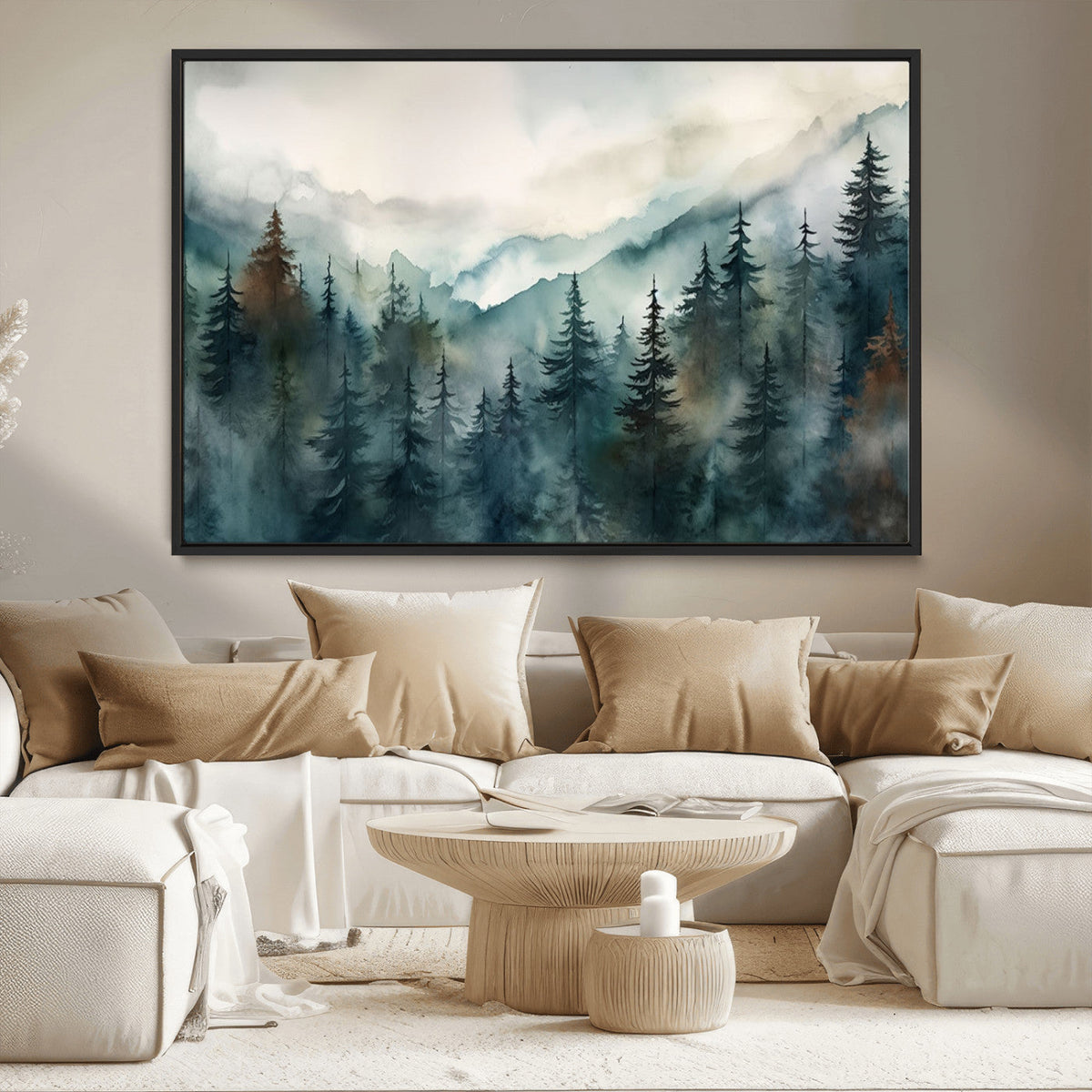 Serenity Forest Wall Art Canvas | Foggy Mountain Landscape