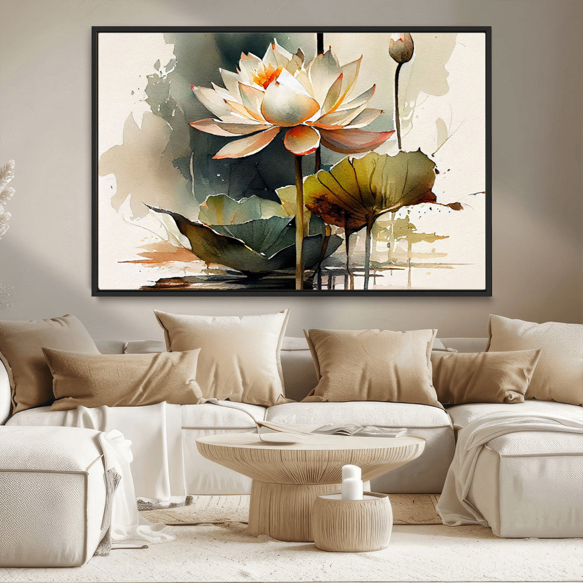 Lotus Flower Watercolor Canvas Print – A Symbol of Serenity