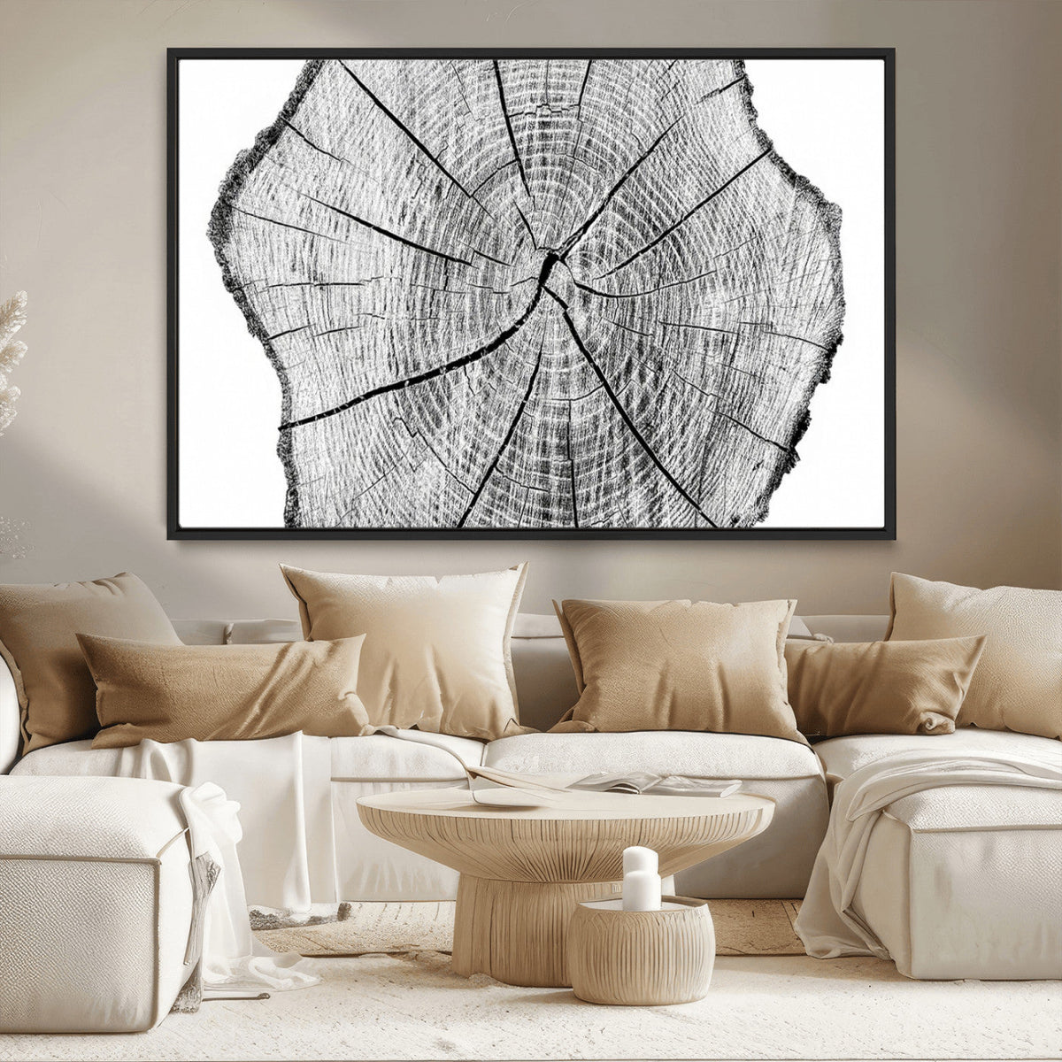 Rustic Tree Ring Wall Art Canvas Print – Framed and Ready to