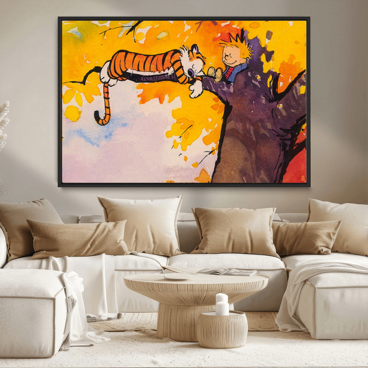 Calvin and Hobbes Tree Scene Canvas Print | 3 Panel Large