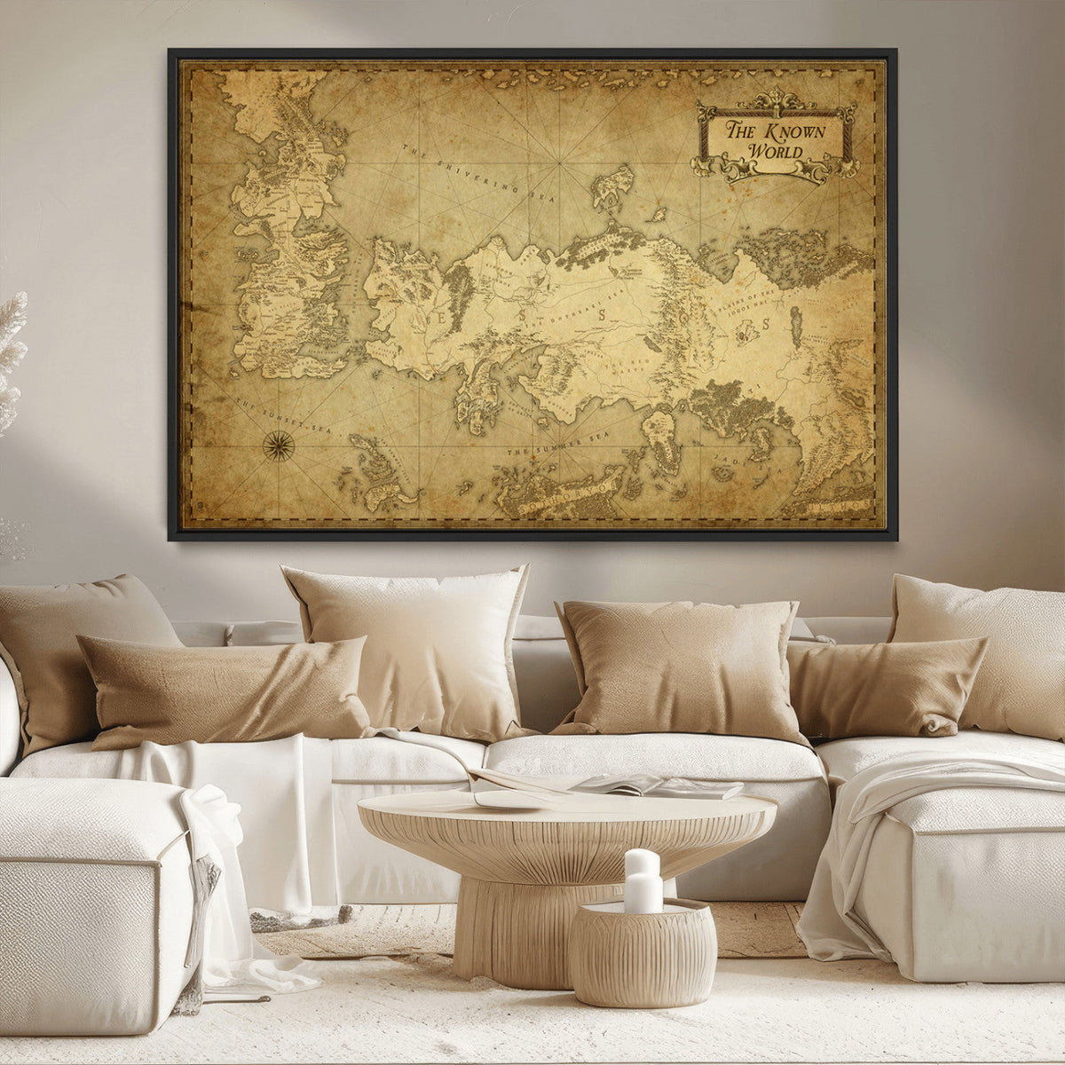 Vintage Game of Thrones Map Wall Art | Westeros and Essos