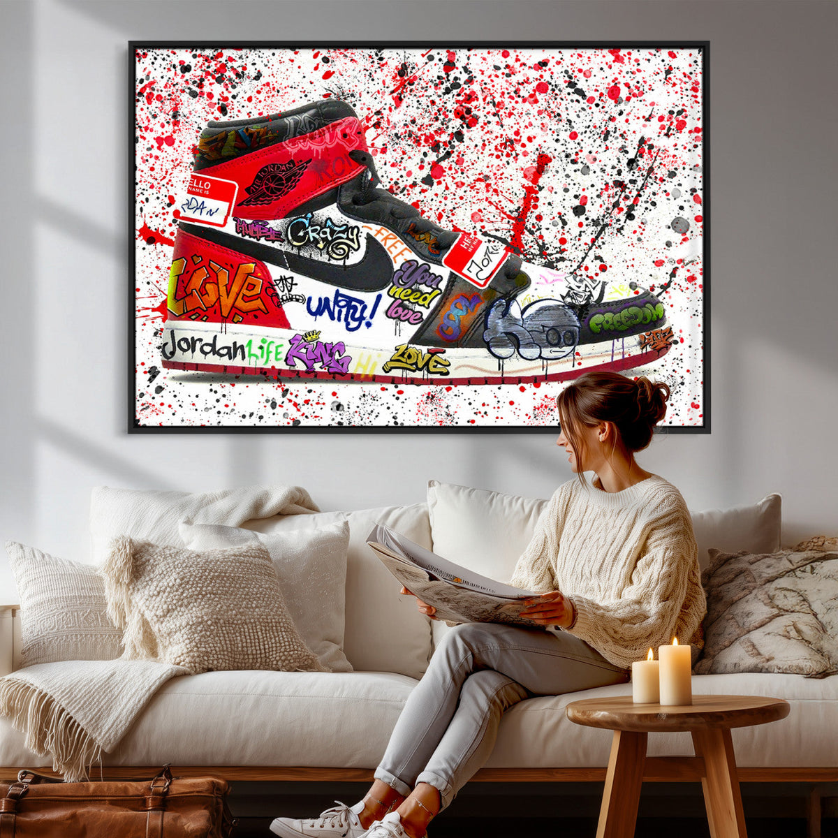 Jordan Shoes Graffiti Wall Art Canvas Print- Jordan Graffiti