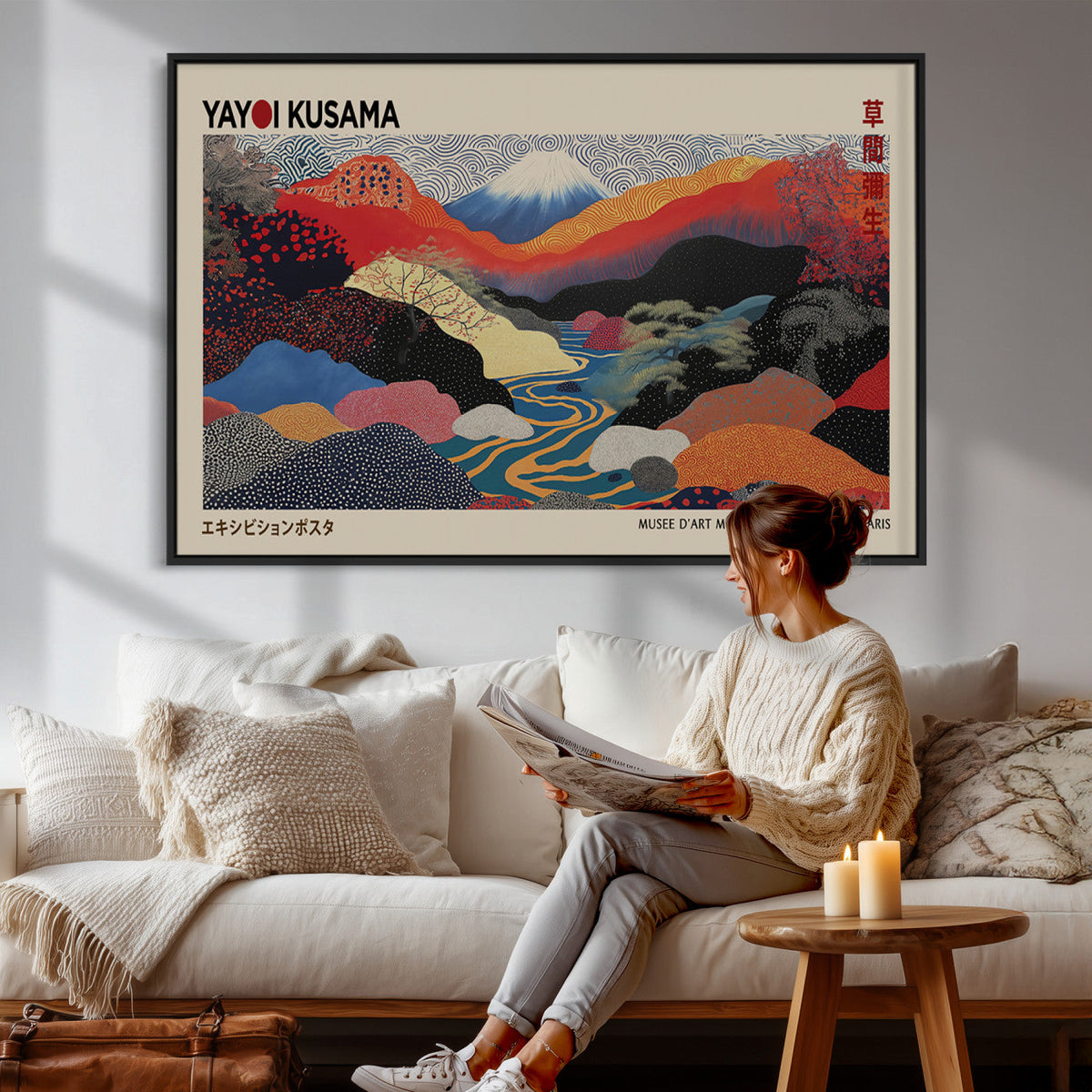 Yayoi Kusama Wall Art – Framed Japanese Abstract Art Print,