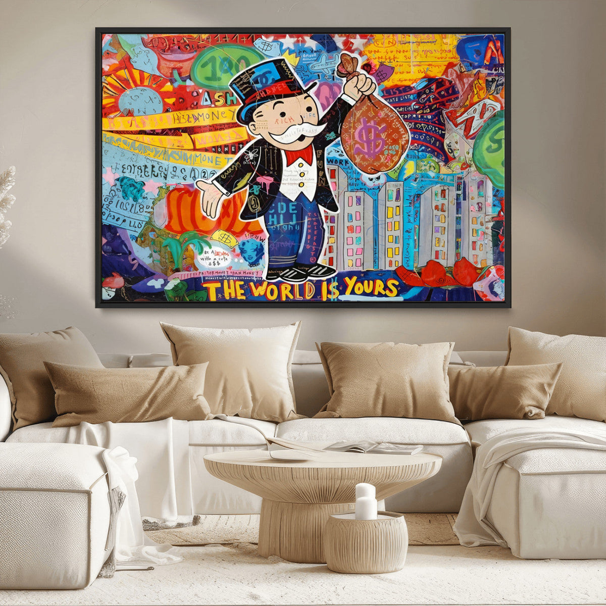 Pop Art Monopoly Man Canvas Wall Art Print - Bold and