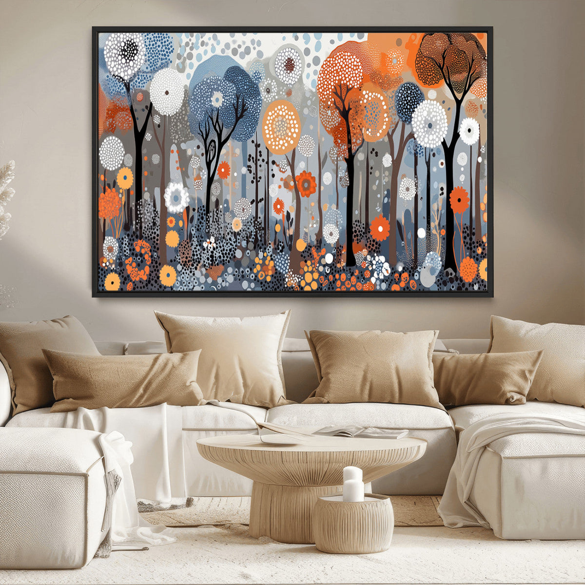 Abstract Winter Landscape Canvas Wall Art Print - Large