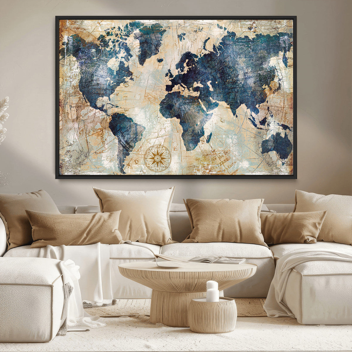 World Map Canvas Print – Framed Wall Art for Couples,