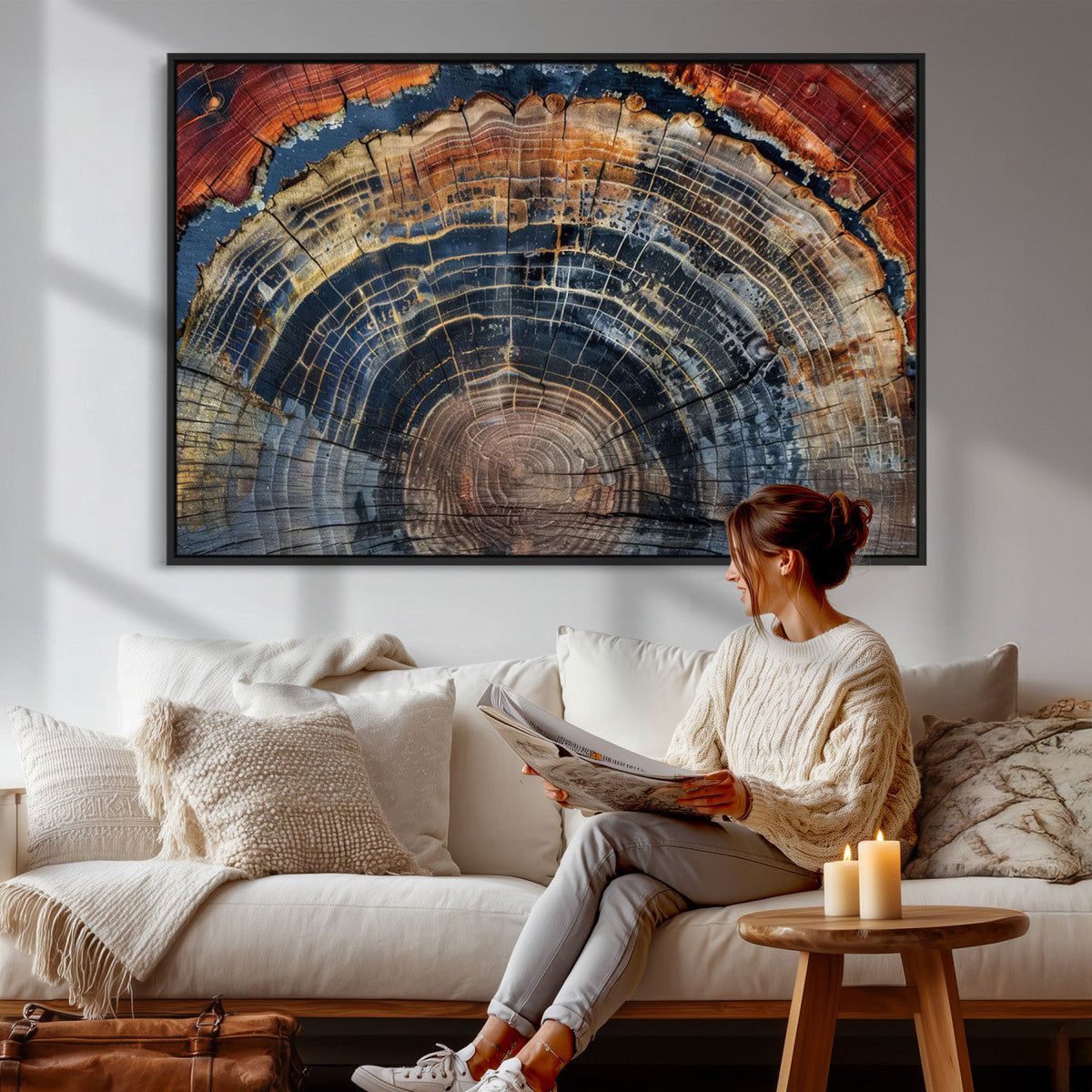 Abstract Tree Ring Wall Art Canvas Print