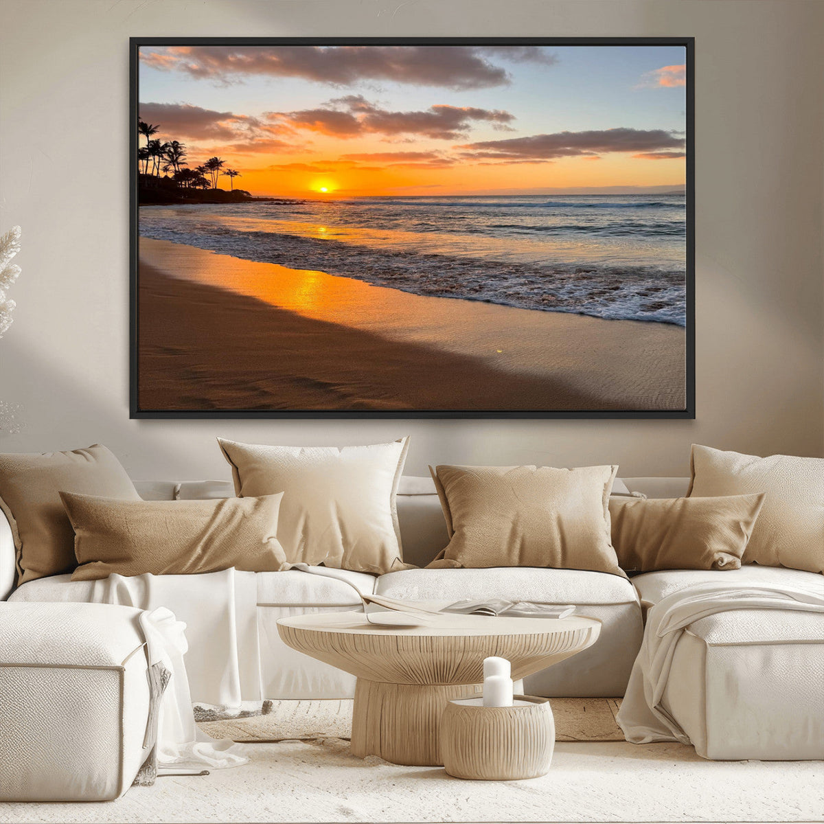 Sunset Wall Art Print - Stunning Beach Sunset Canvas Artwork