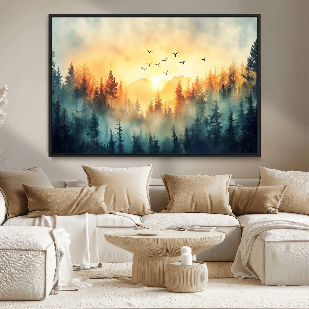 Abstract Forest Wall Art Print- Serene Nature Canvas Print