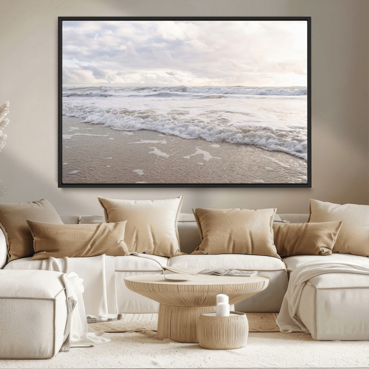 Ocean Waves Wall Art Canvas Print – Framed Coastal Shoreline