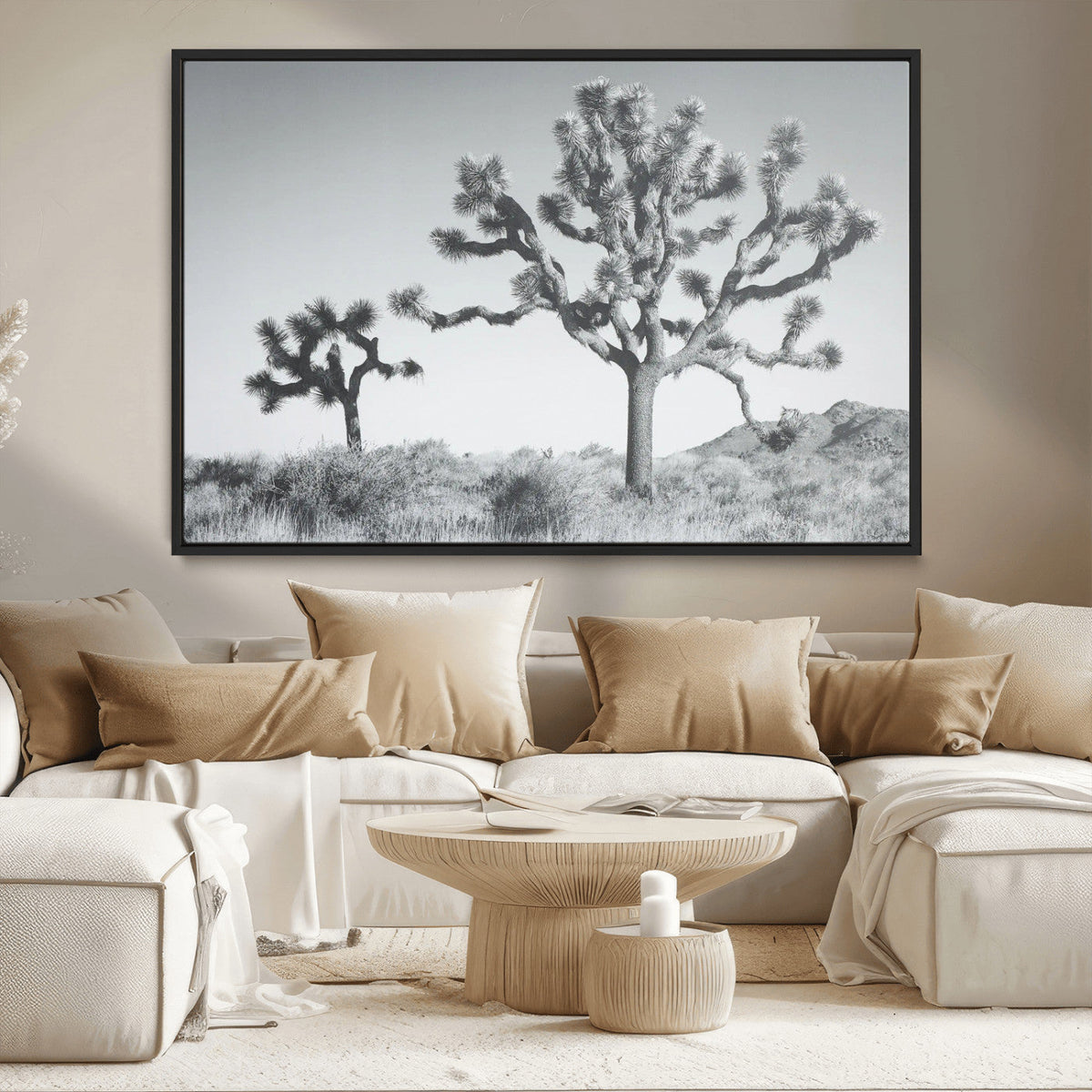 Joshua Tree Wall Art Canvas Print – Framed Black White
