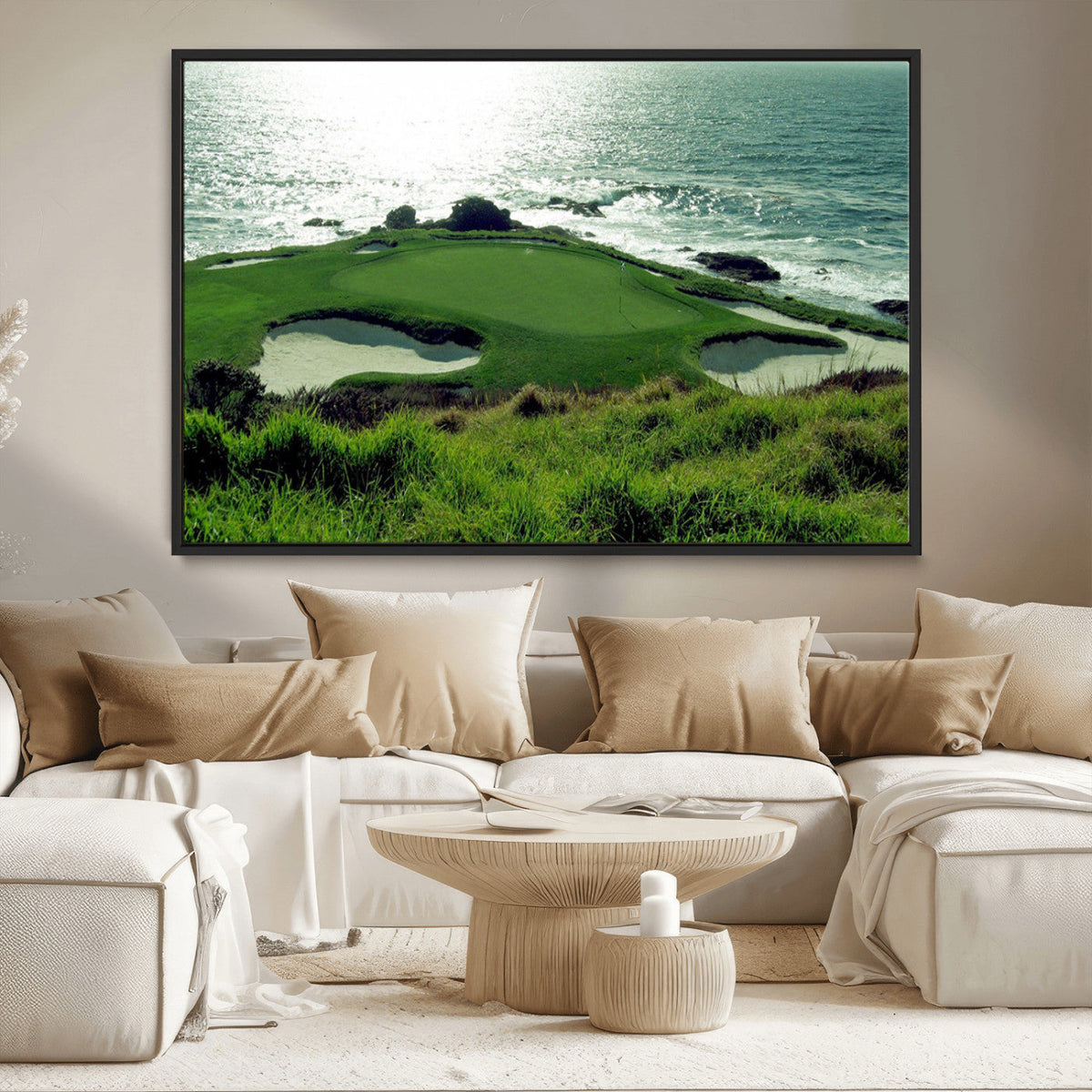 Coastal Golf Course Wall Art Canvas Print – Scenic Green