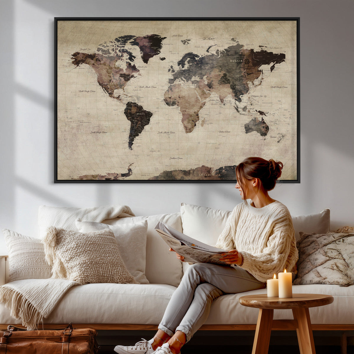 World Map Canvas Print – Detailed Map of the World Adventure