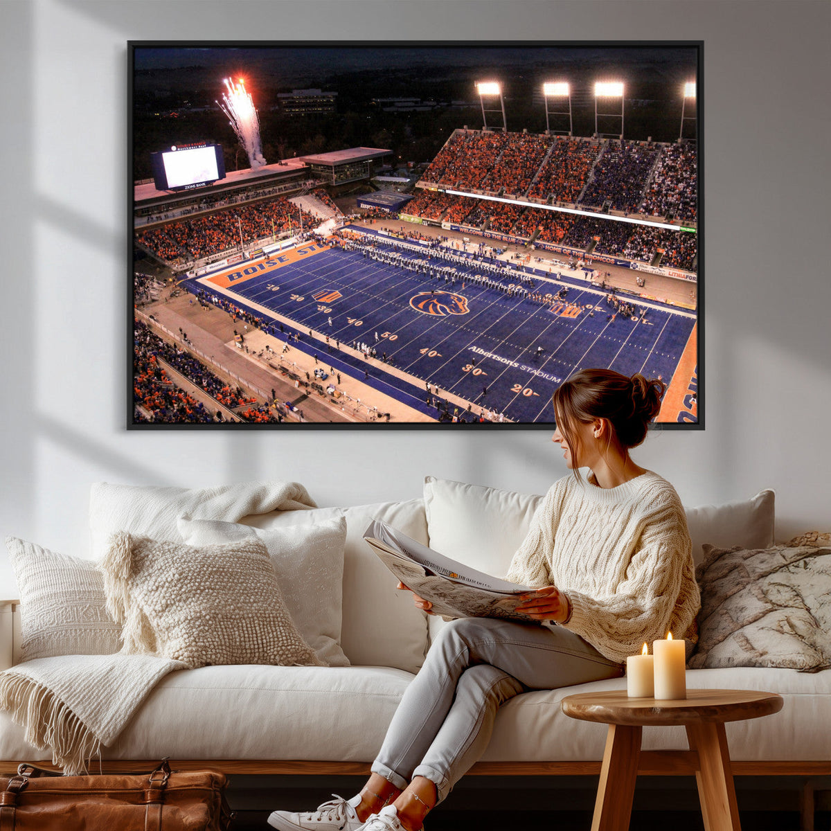 Boise State Stadium Large Wall Art Canvas Print for Living
