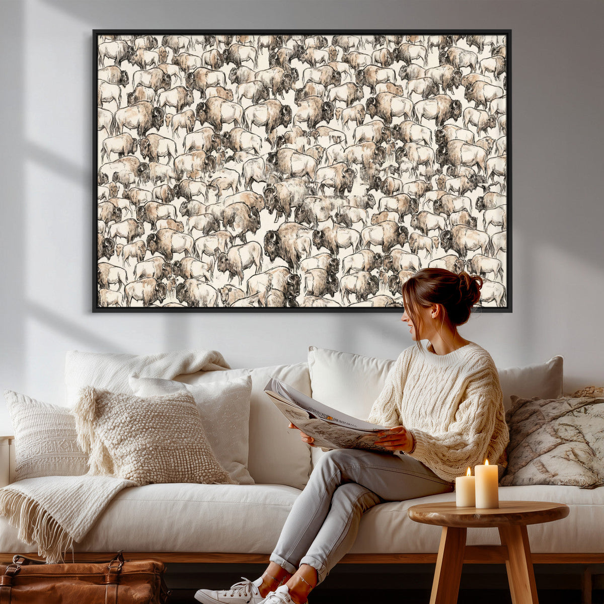 American Bison Canvas Print - Abstract Buffalo Wall Art