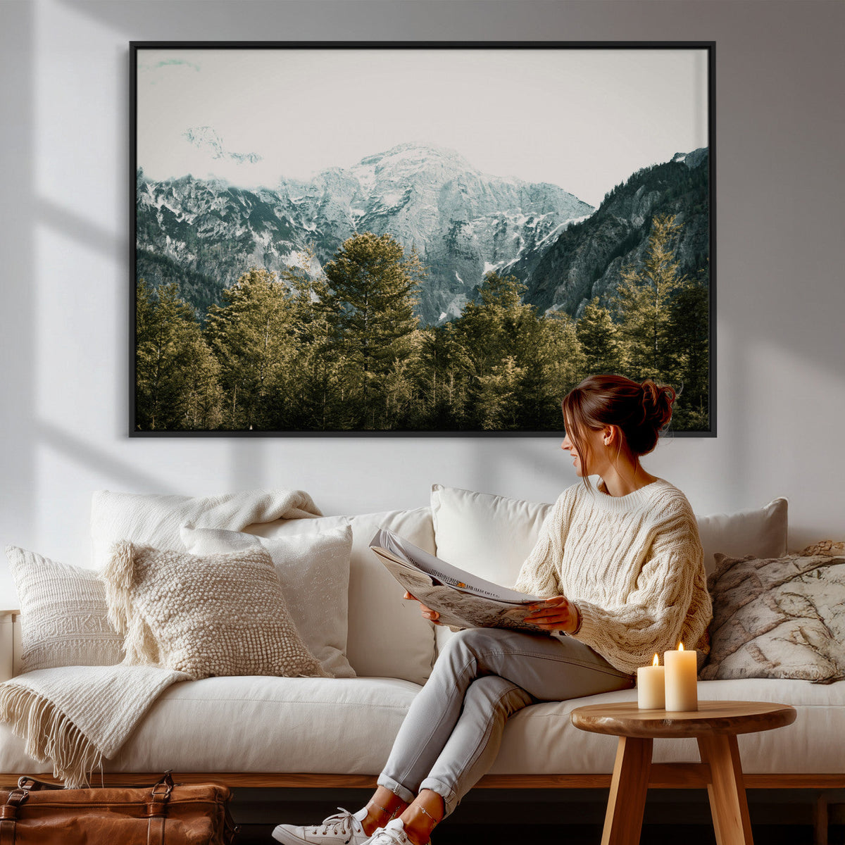 Mountain Forest Wall Art Canvas Print, Alpine Landscape