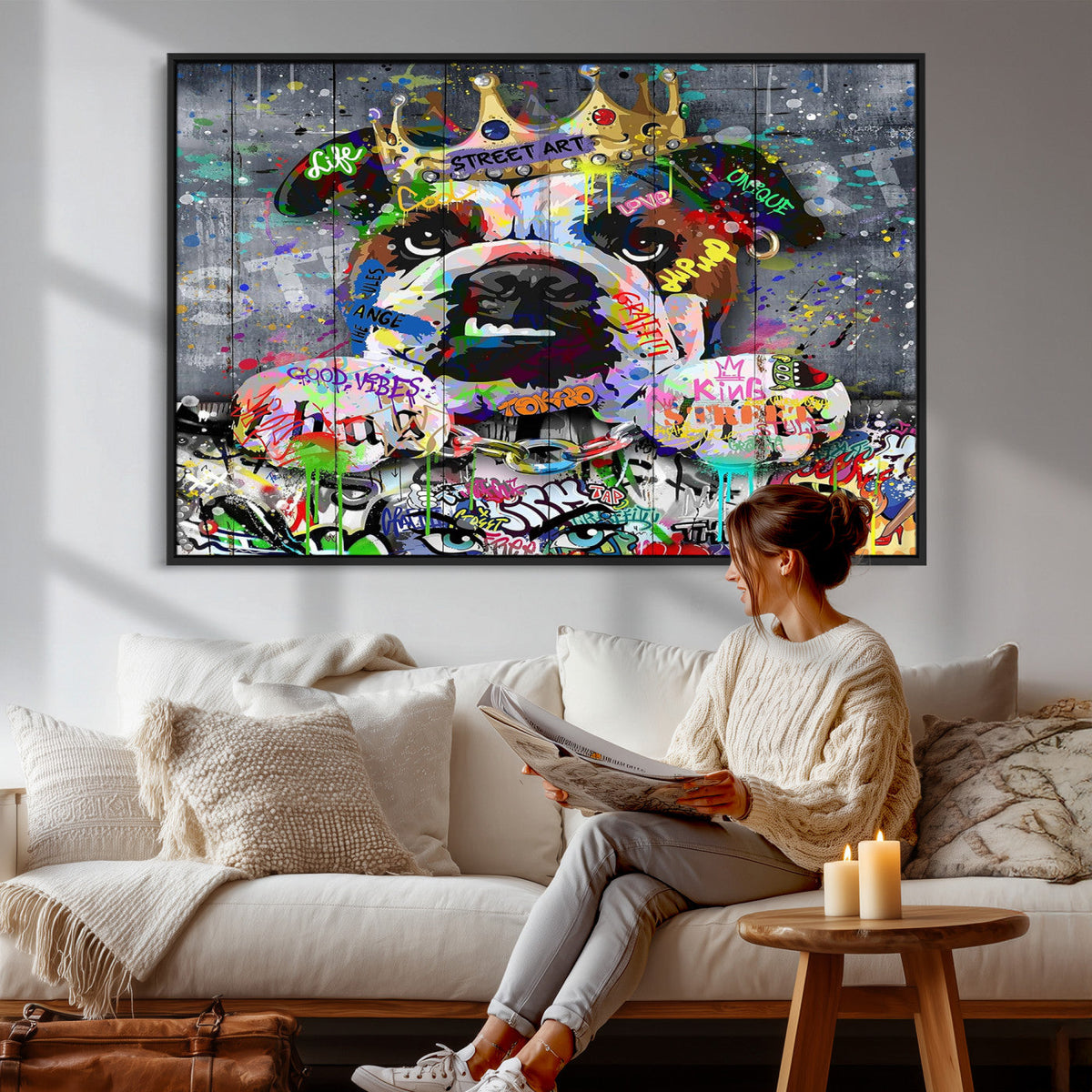 Graffiti Dog Wall Art Decor for Teen Bedroom - Abstract