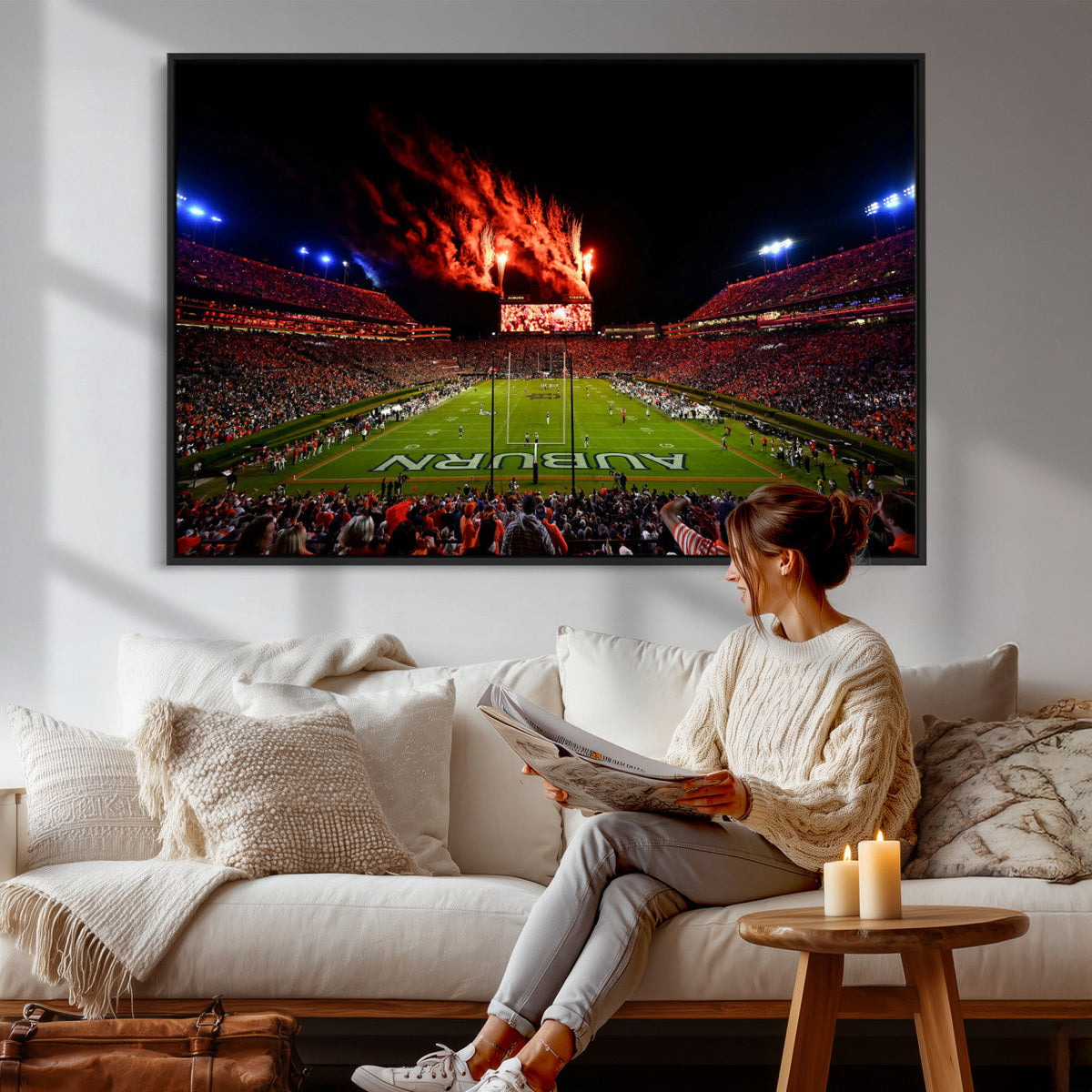 Auburn Stadium Wall Art Canvas Print, College Football Night