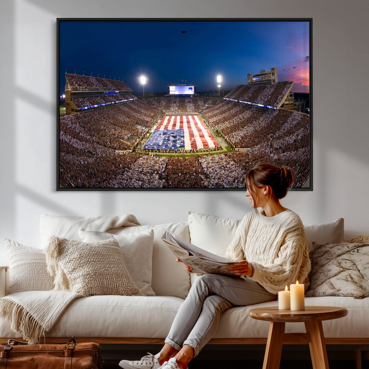 Oklahoma Sooners Memorial Stadium Wall Art Canvas Print,