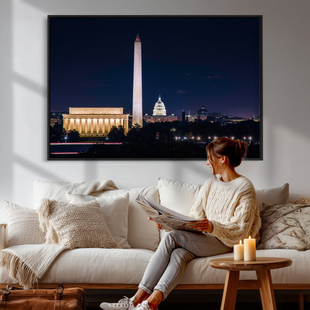 Washington White House Skyline Wall Art Canvas Print –