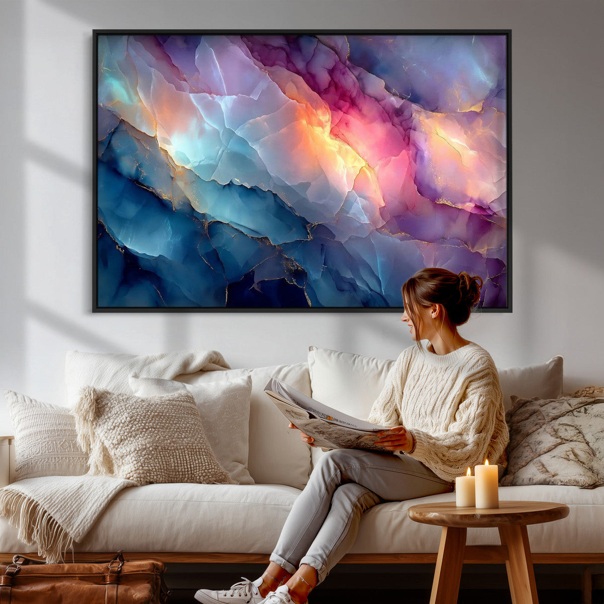 Colorful Abstract Canvas Wall Art Print, Vibrant Popup Color Art Print