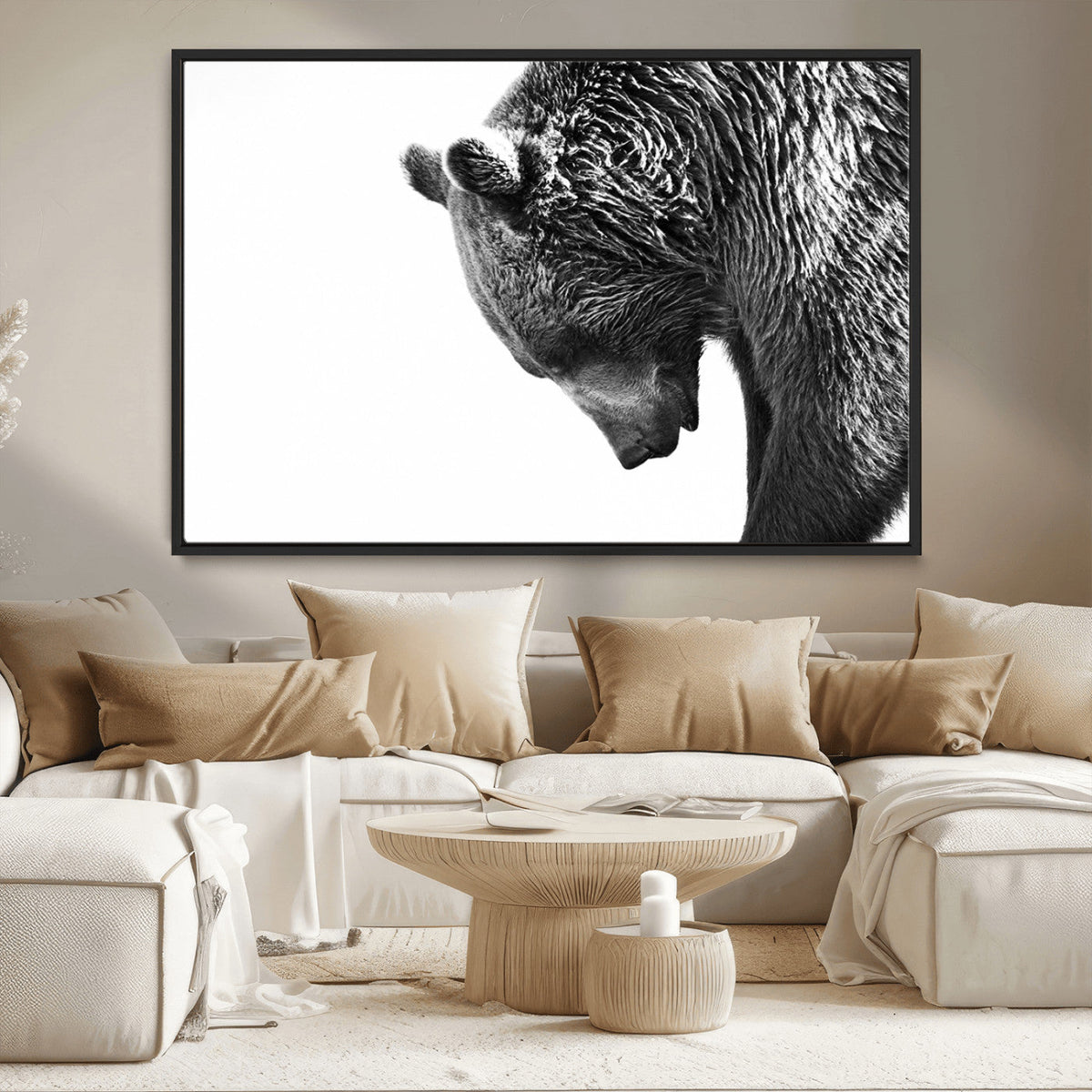 Black and White Grizzly 399 Bear Canvas Print Wall Art |