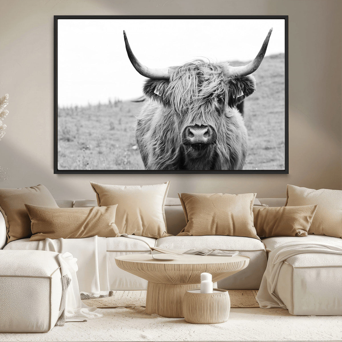 Newfoundland Cow Art Wall Art, Black White Cow Art Wall Art