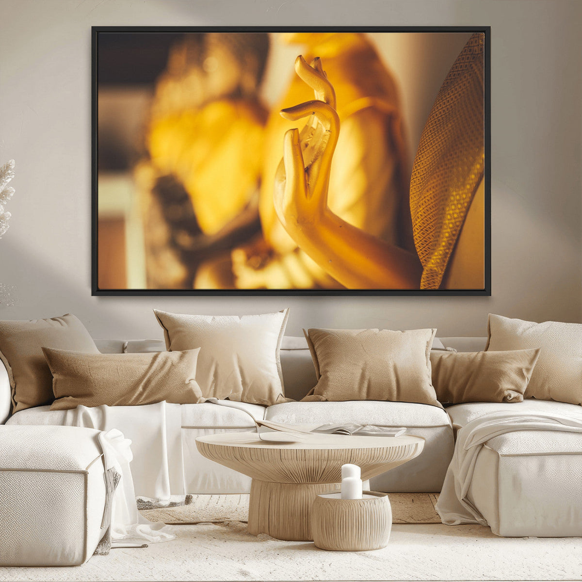 Gold Buddha Statue Hands Wall Art Canvas Print