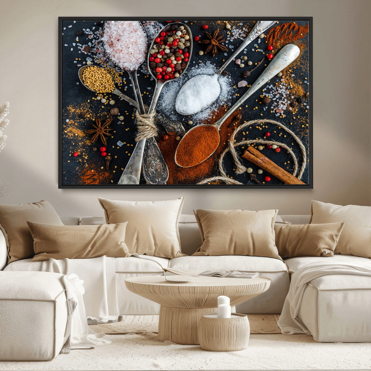 Spices and Seasonings Canvas Wall Art – Colorful Triptych