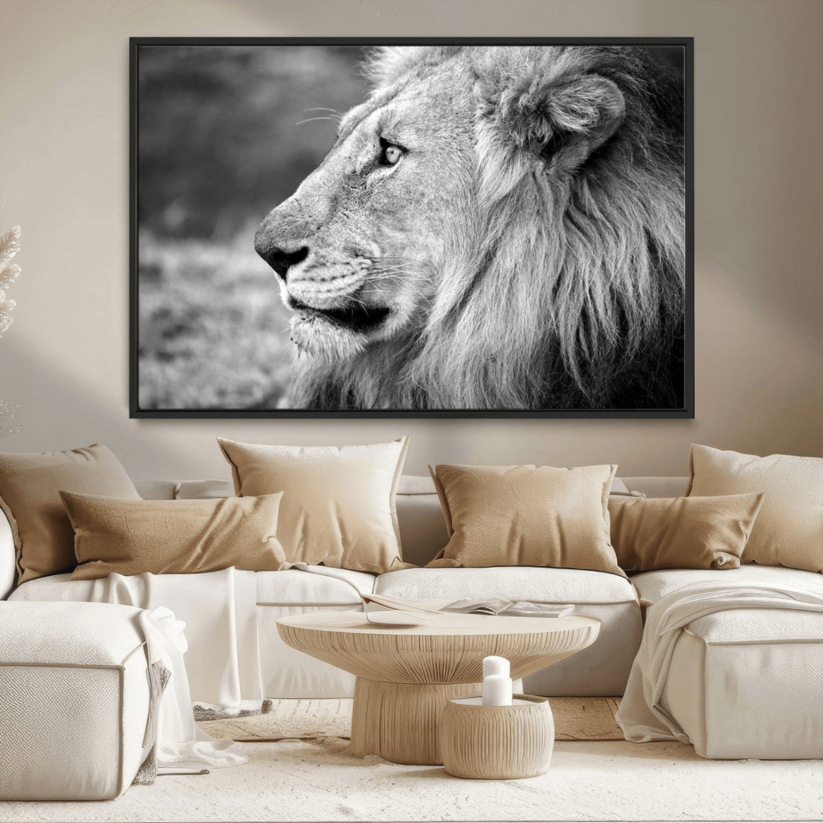 Lion Wall Art Canvas Print – Framed Majestic Wildlife