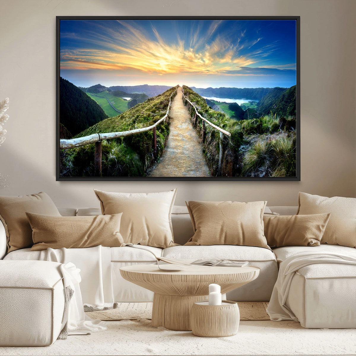 Mountain and Sunset Wall Art Canvas Print