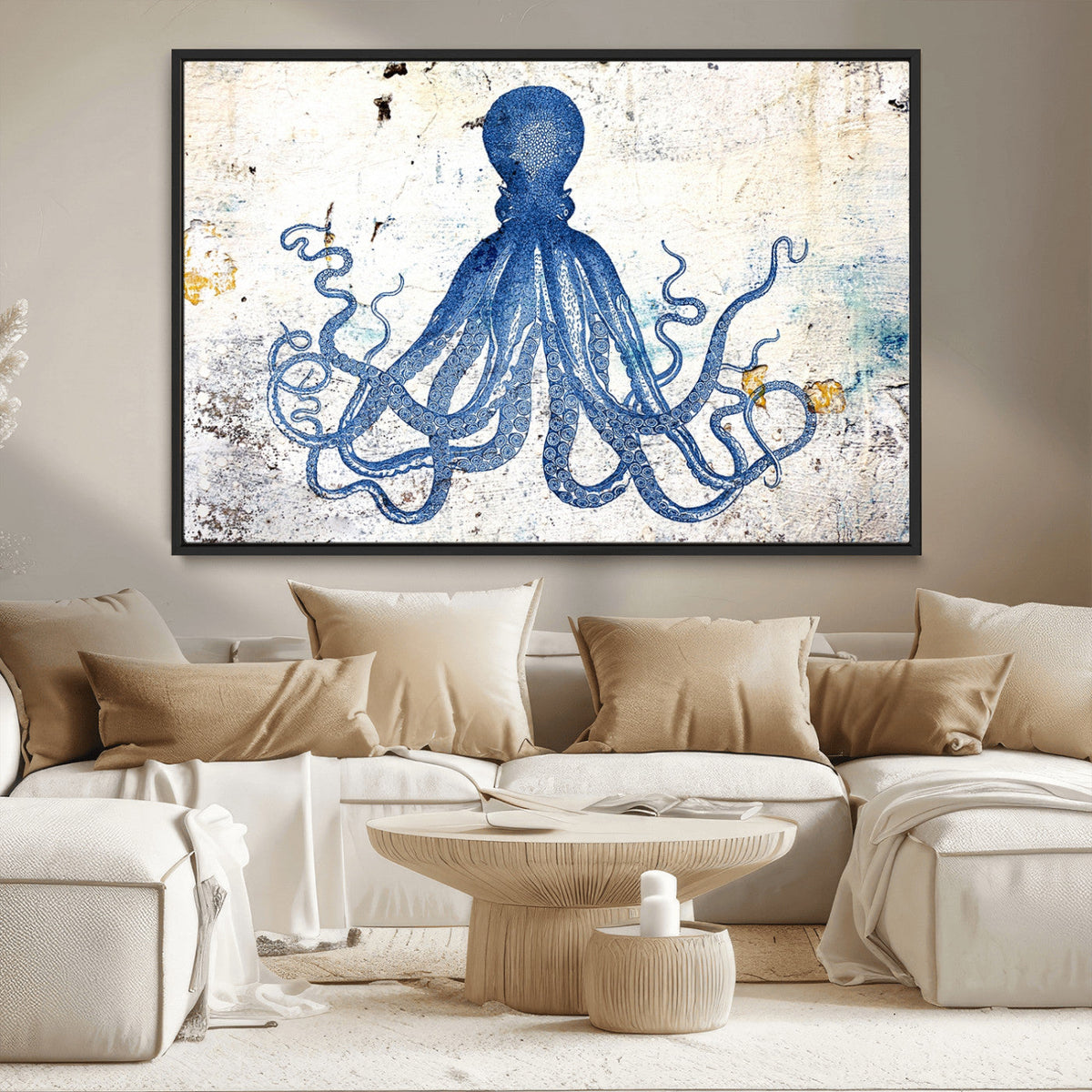 Octopus Canvas Wall Art | Coastal Marine Life Artwork for