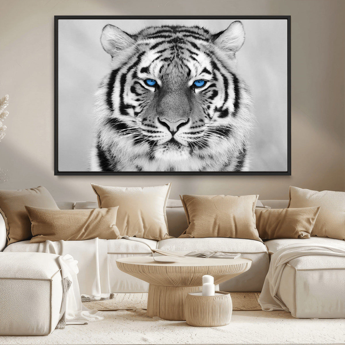 Black and White Tiger Wall Art Animal Canvas Print