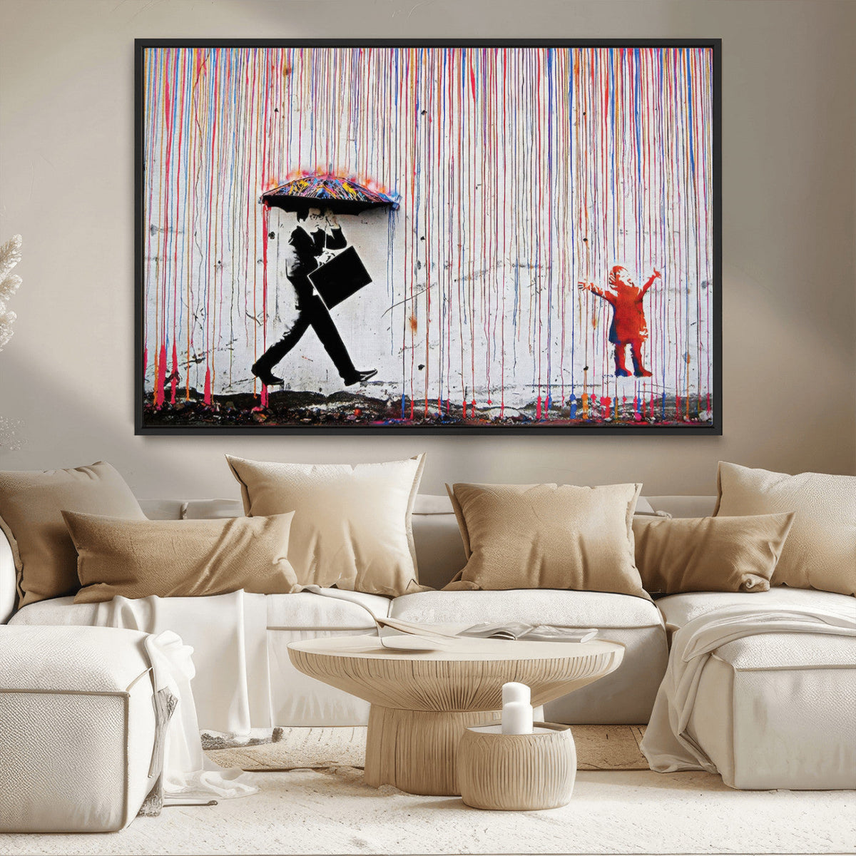 Banksy Wall Art Canvas Print, Framed Graffiti Art Picture